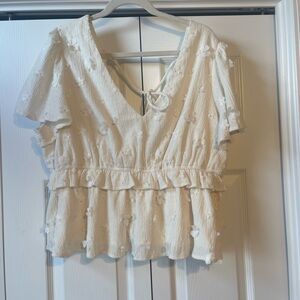 ARULA Cream Floral Textured Blouse